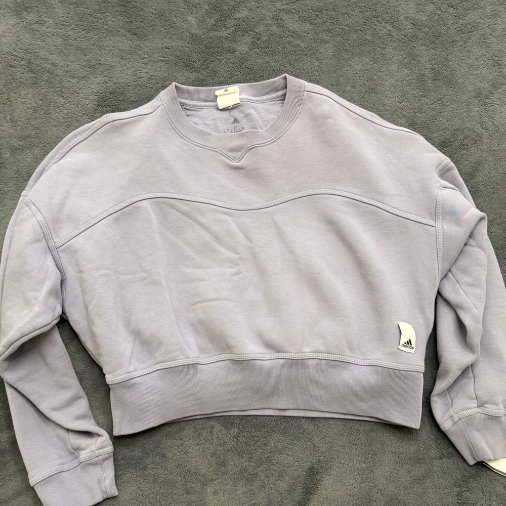 Adidas Cropped Sweatshirt Women Medium Lavender Purple Vintage cropped - Picture 2 of 7